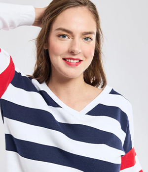 Pull rayé col V - coton 119,00 €