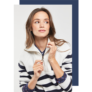 Pull rayé col zippé - laine