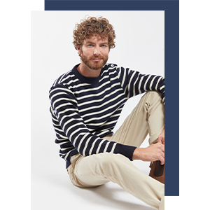 Pull marin rayé "Fouesnant" - laine